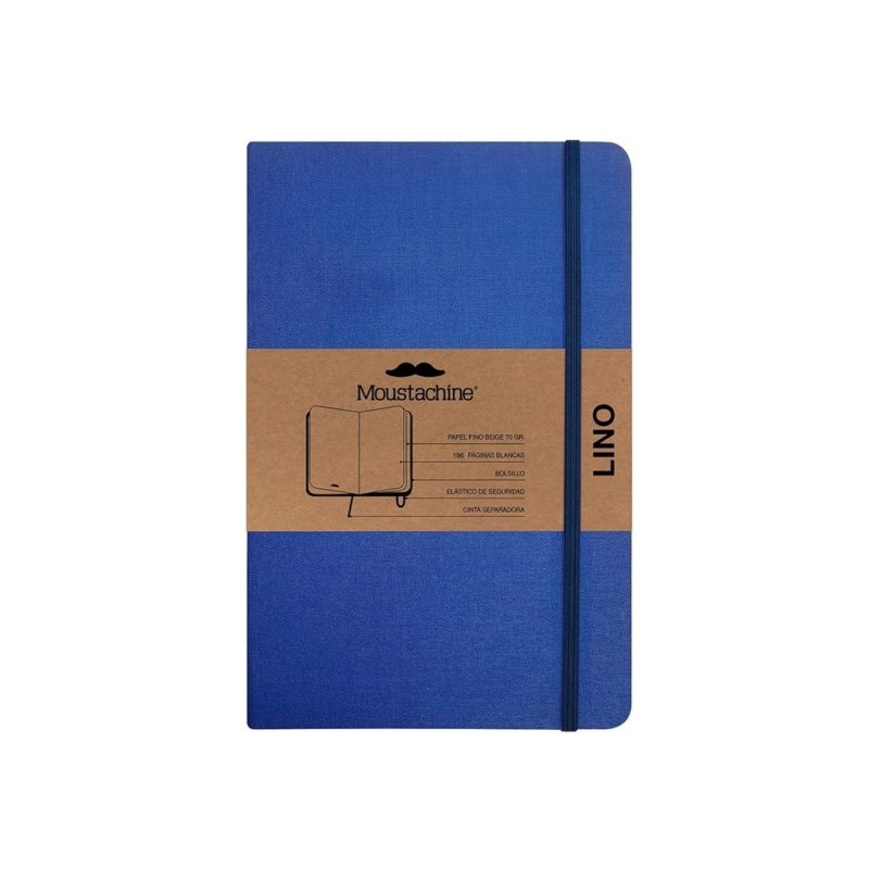 Moustachine Classic Linen Hardcover Indigo Blue Blank Pocket