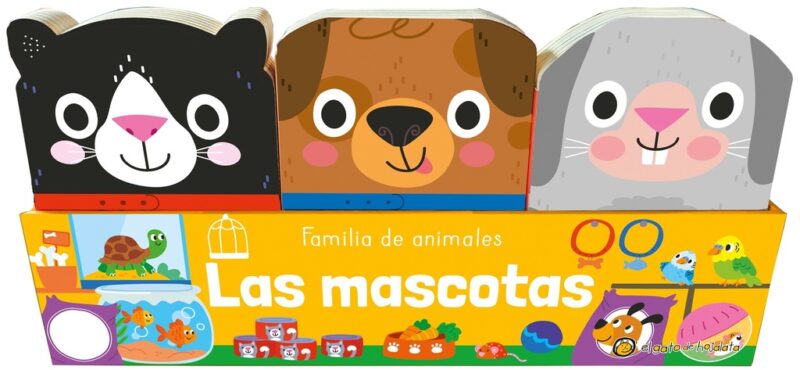 Familia de animales. Mascotas: conejo, gato y cachorro