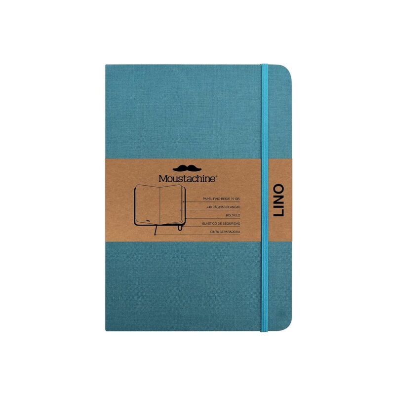 Moustachine Classic Linen Hardcover Ocean Water Blue Blank Large