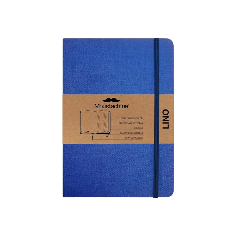 Moustachine Classic Linen Hardcover Indigo Blue Dotted Medium