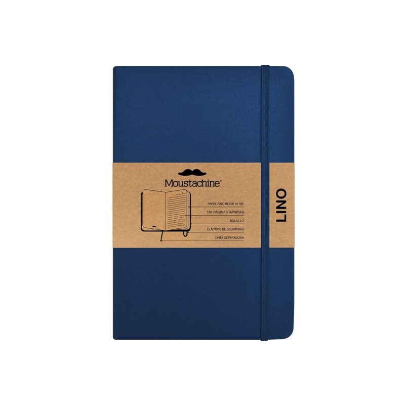 Moustachine Classic Linen Hardcover Dark Blue Lined Pocket