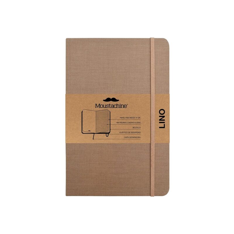 Moustachine Classic Linen Hardcover Dark Tan Squared Pocket